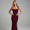 Bordeaux Satin Maxi Dress