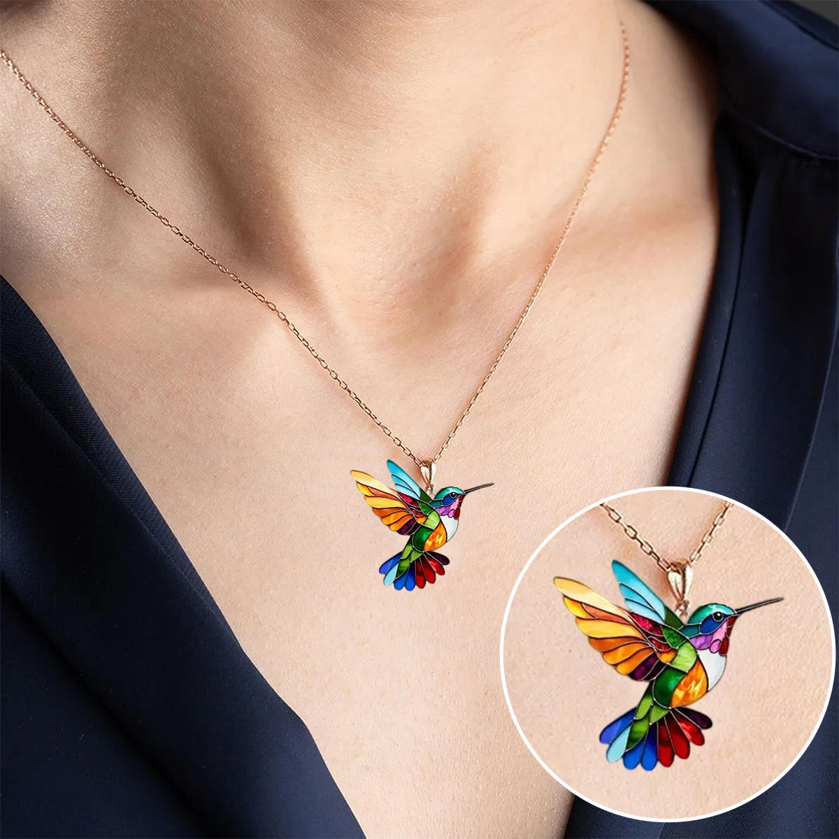 Eve - Beautiful Hummingbird Necklace with Bonus Earrings
