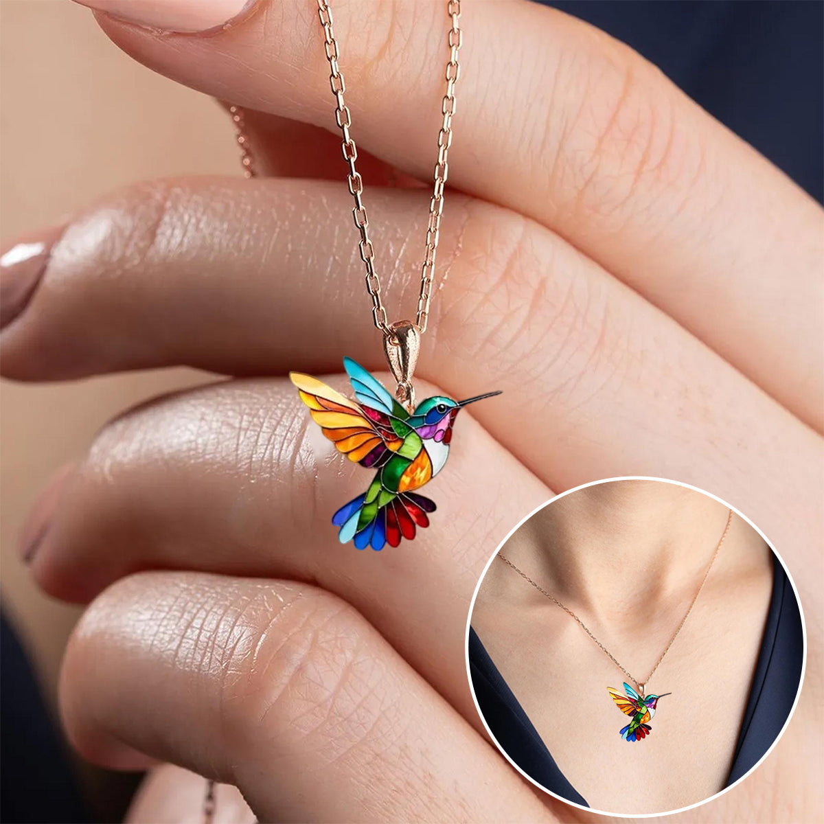 Eve - Beautiful Hummingbird Necklace with Bonus Earrings