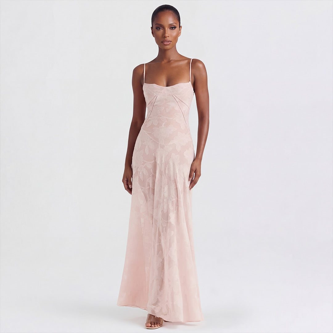 Robe Longue Dentelle Creme