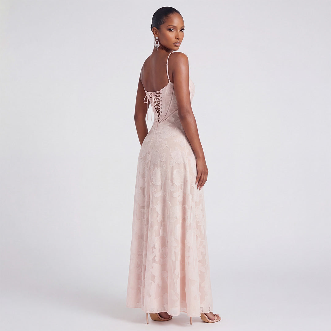 Robe Longue Dentelle Creme