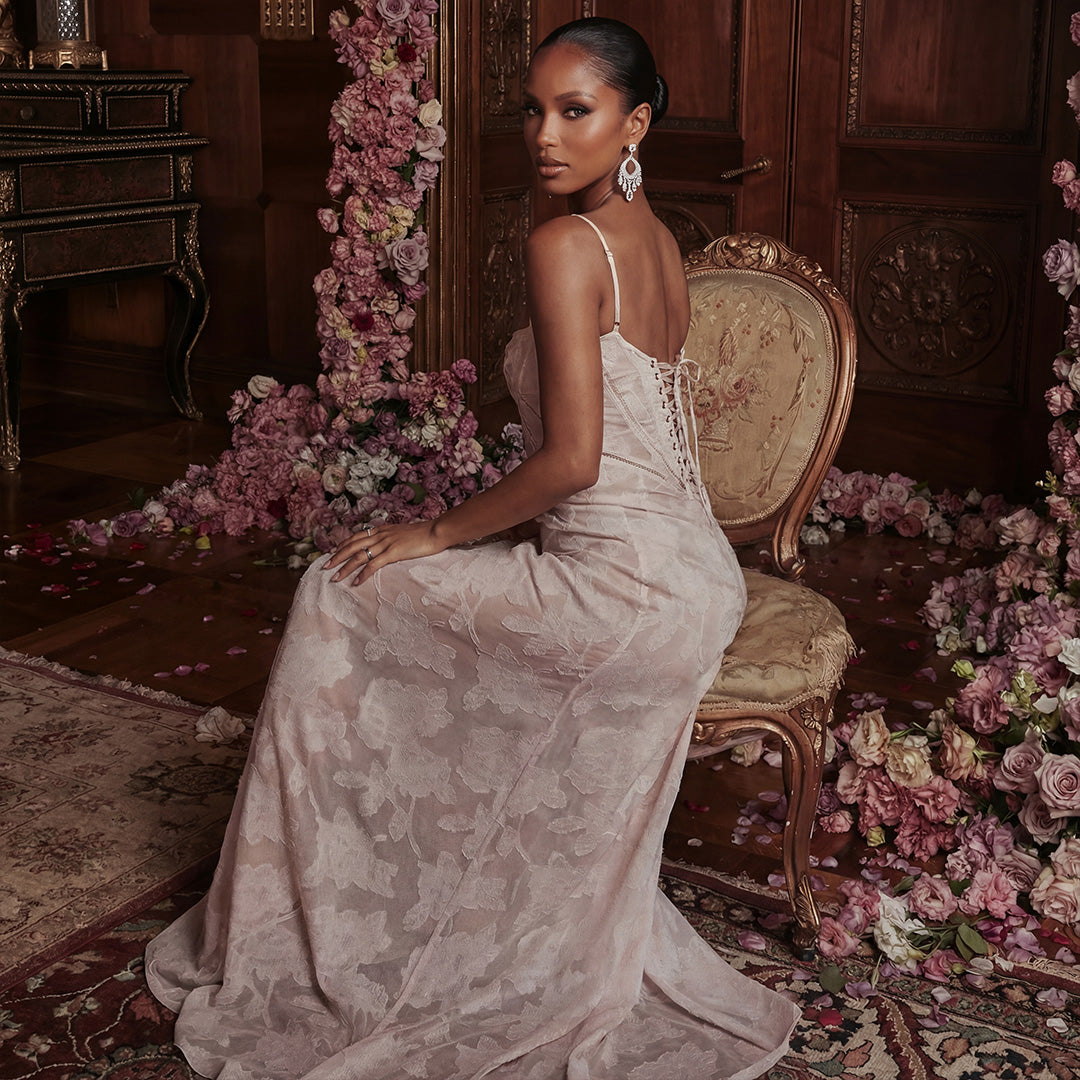 Robe Longue Dentelle Creme