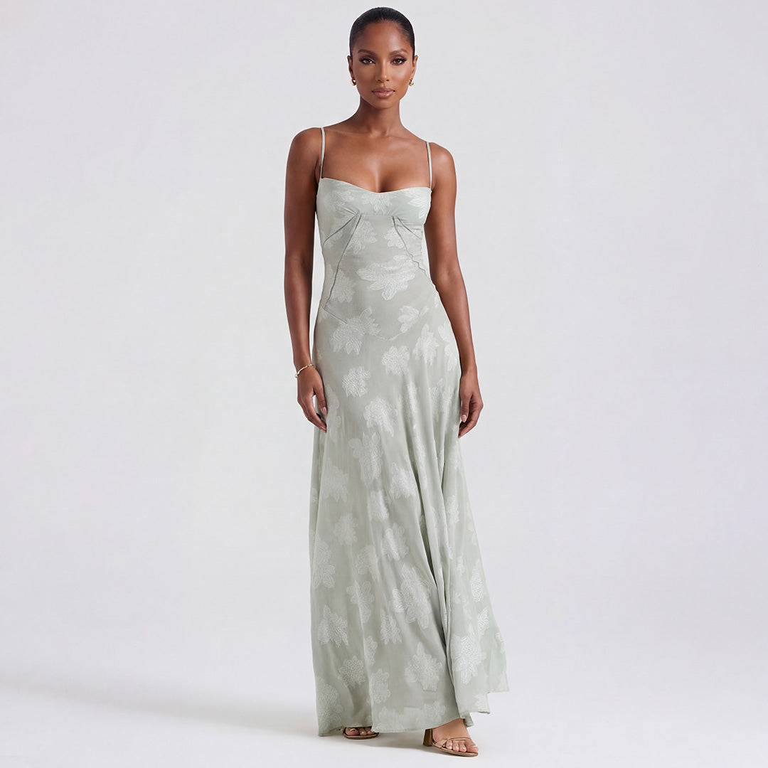 Robe Longue Dentelle Pistache