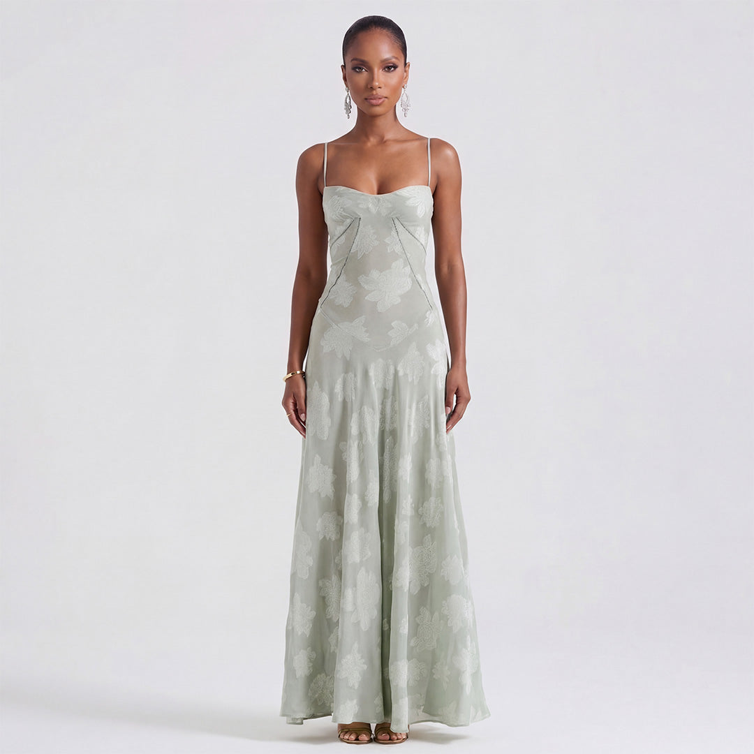 Robe Longue Dentelle Pistache