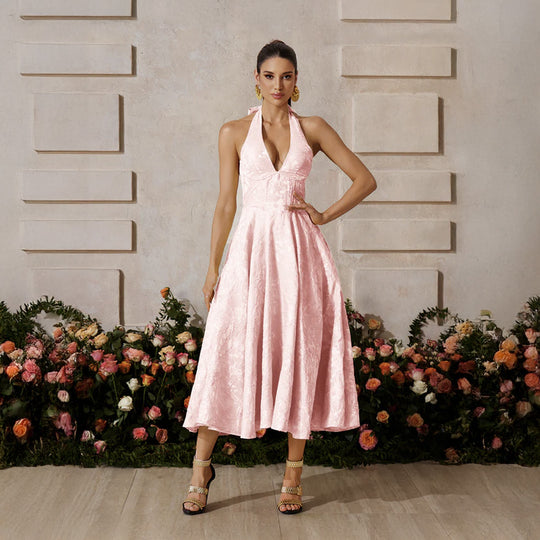 Pink Floral Midi Dress