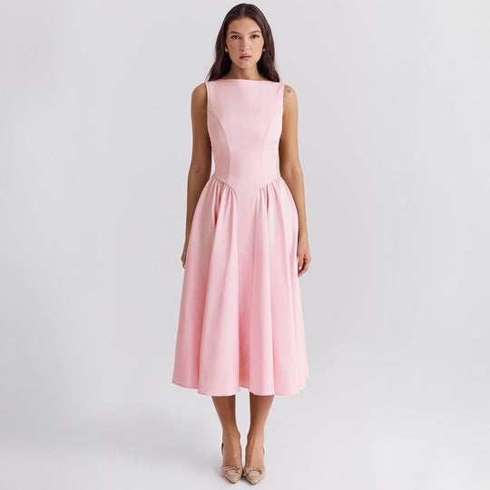 Pink Twill Midi Dress