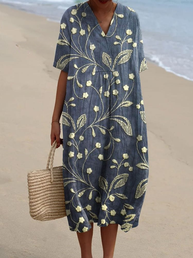 Élise™ - Vintage Floral Print Casual Flowy Dress
