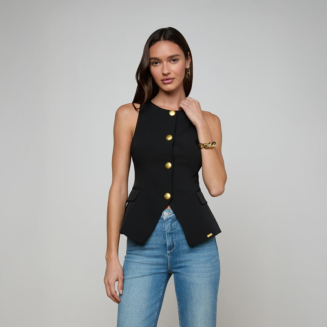 Veste Tailleur Sans Manches Noire