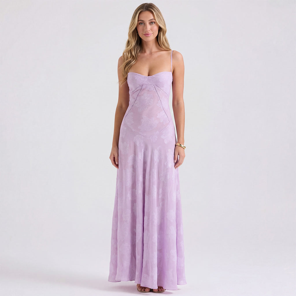 Purple Lace Maxi Dress