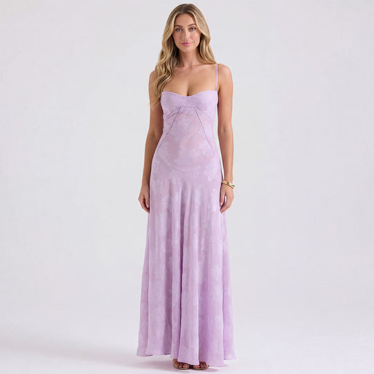 Purple Lace Maxi Dress
