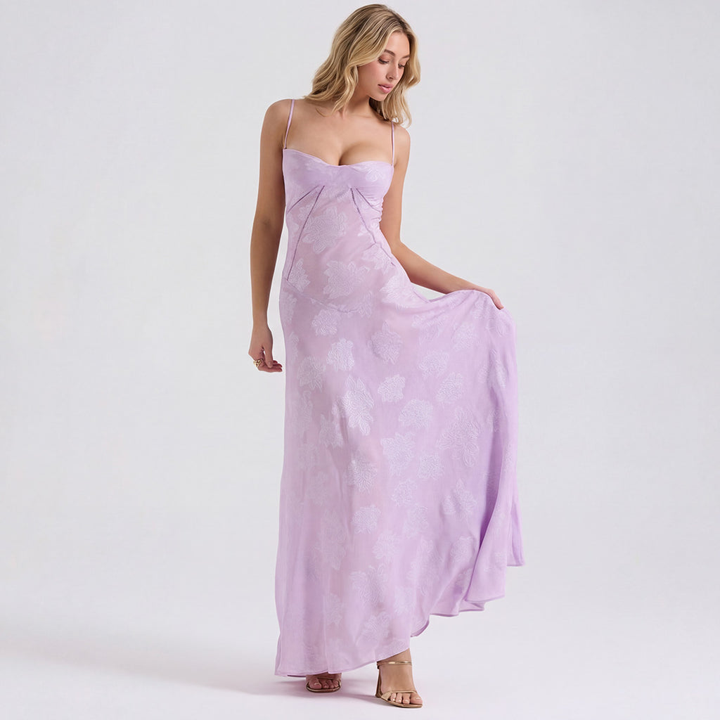 Purple Lace Maxi Dress, view 2