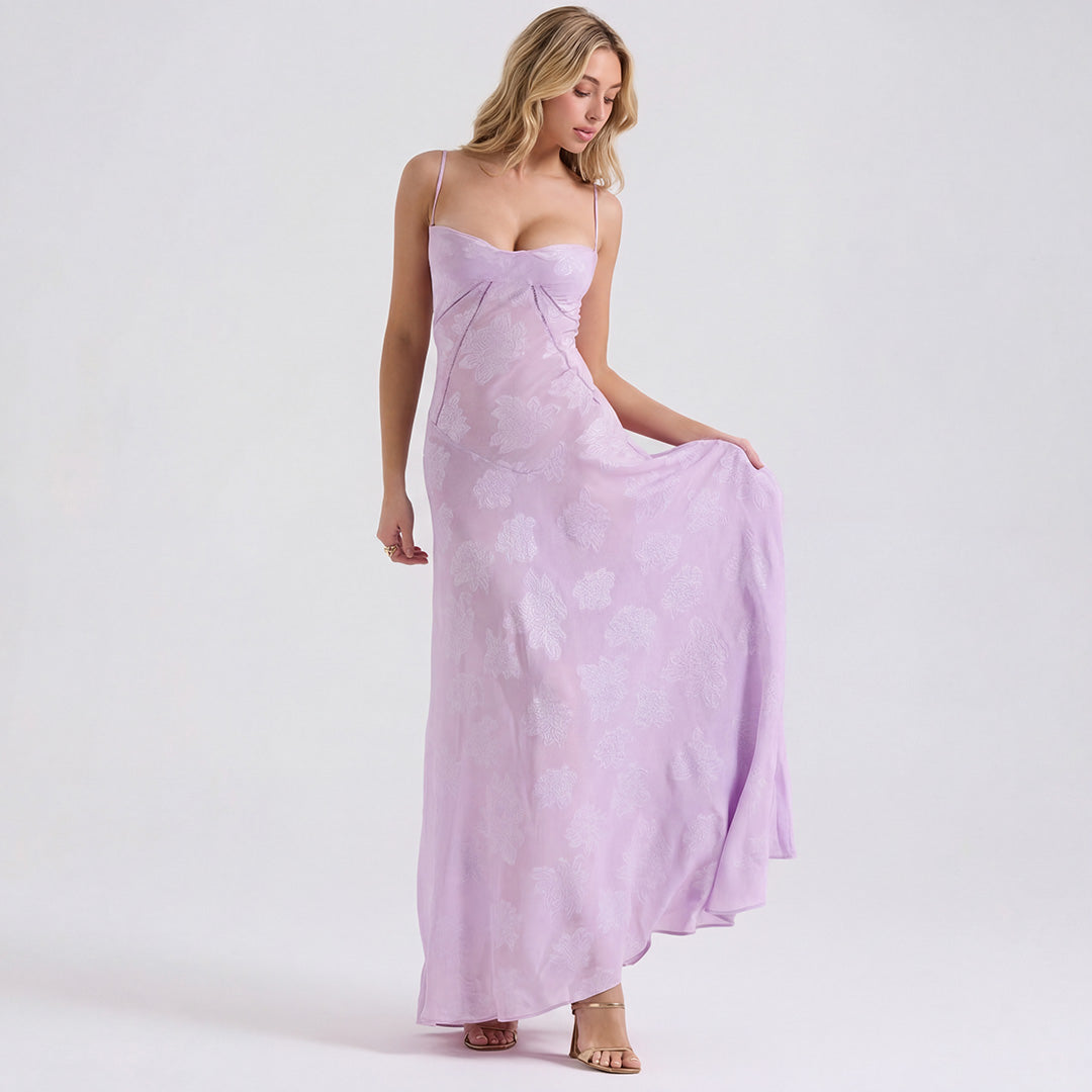 Robe Longue Dentelle Violette