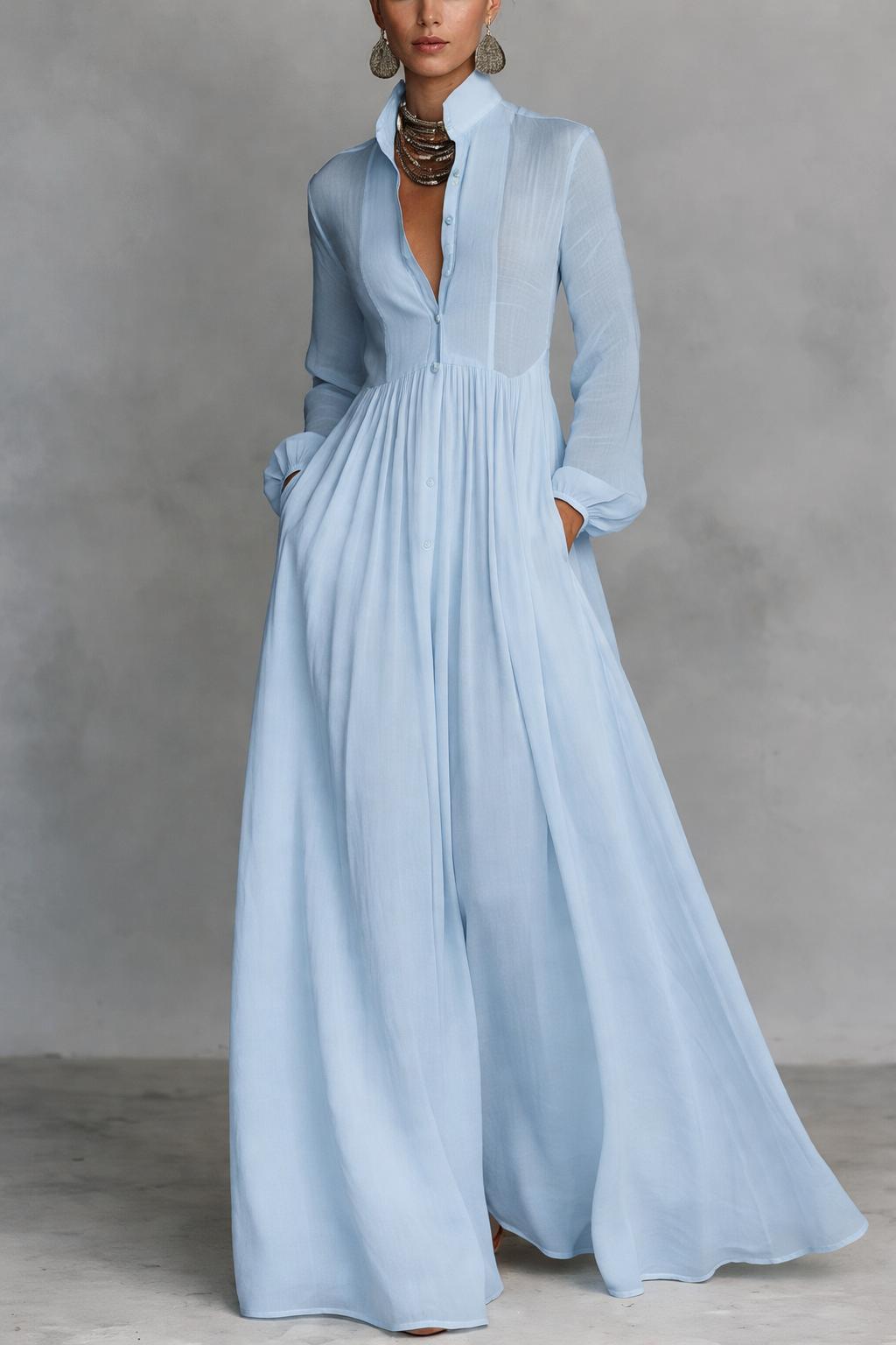 Clara™ | Flowing Button-Front Maxi Dress