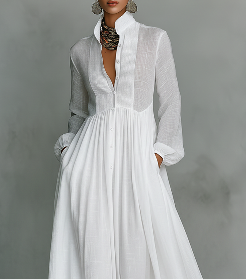 Clara™ | Flowing Button-Front Maxi Dress