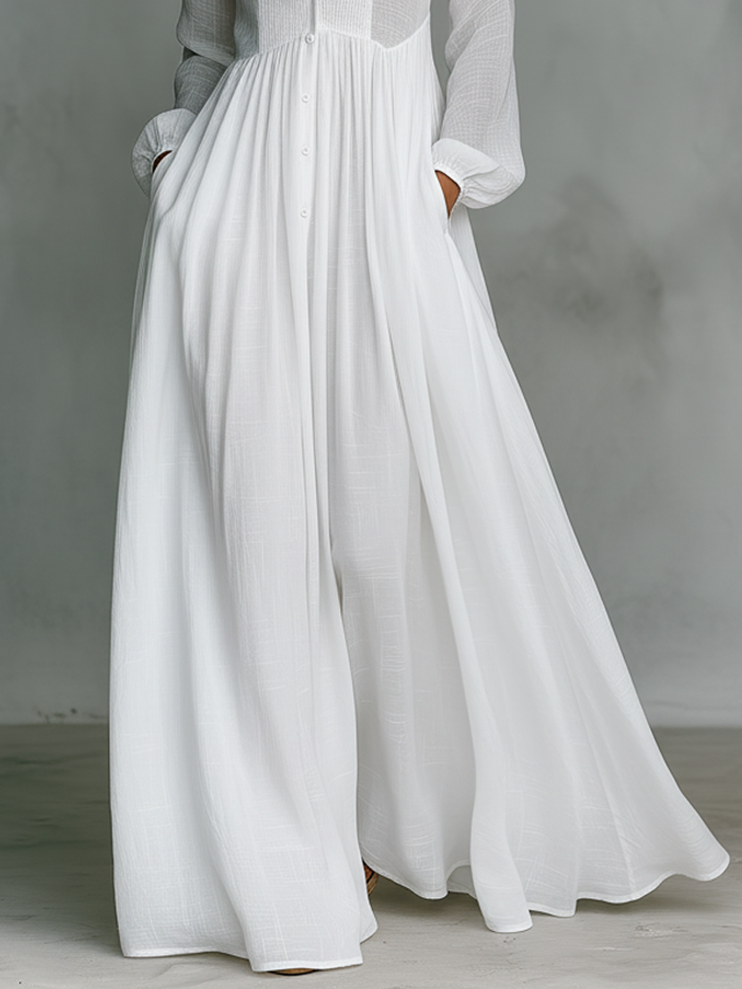 Clara™ | Flowing Button-Front Maxi Dress