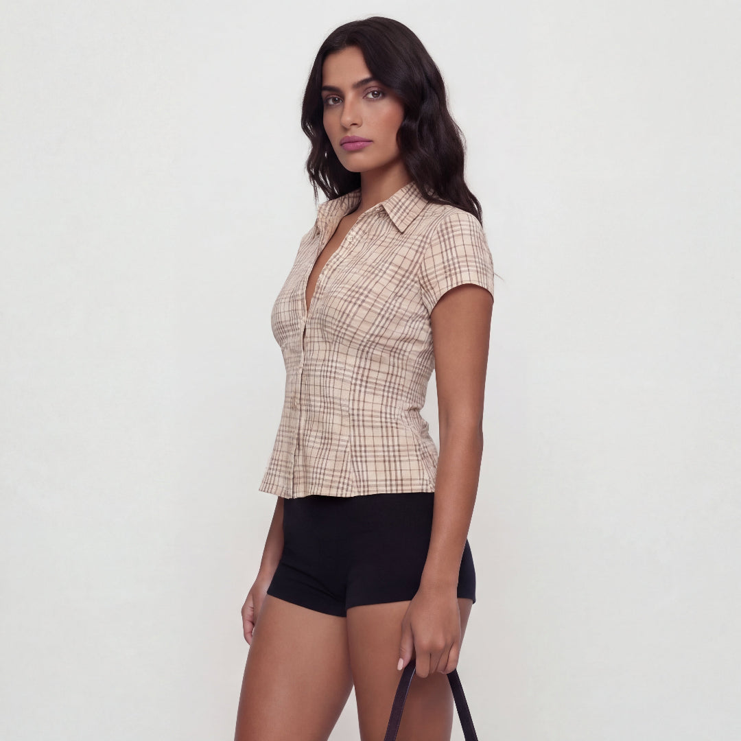 Chemise a carreaux marron