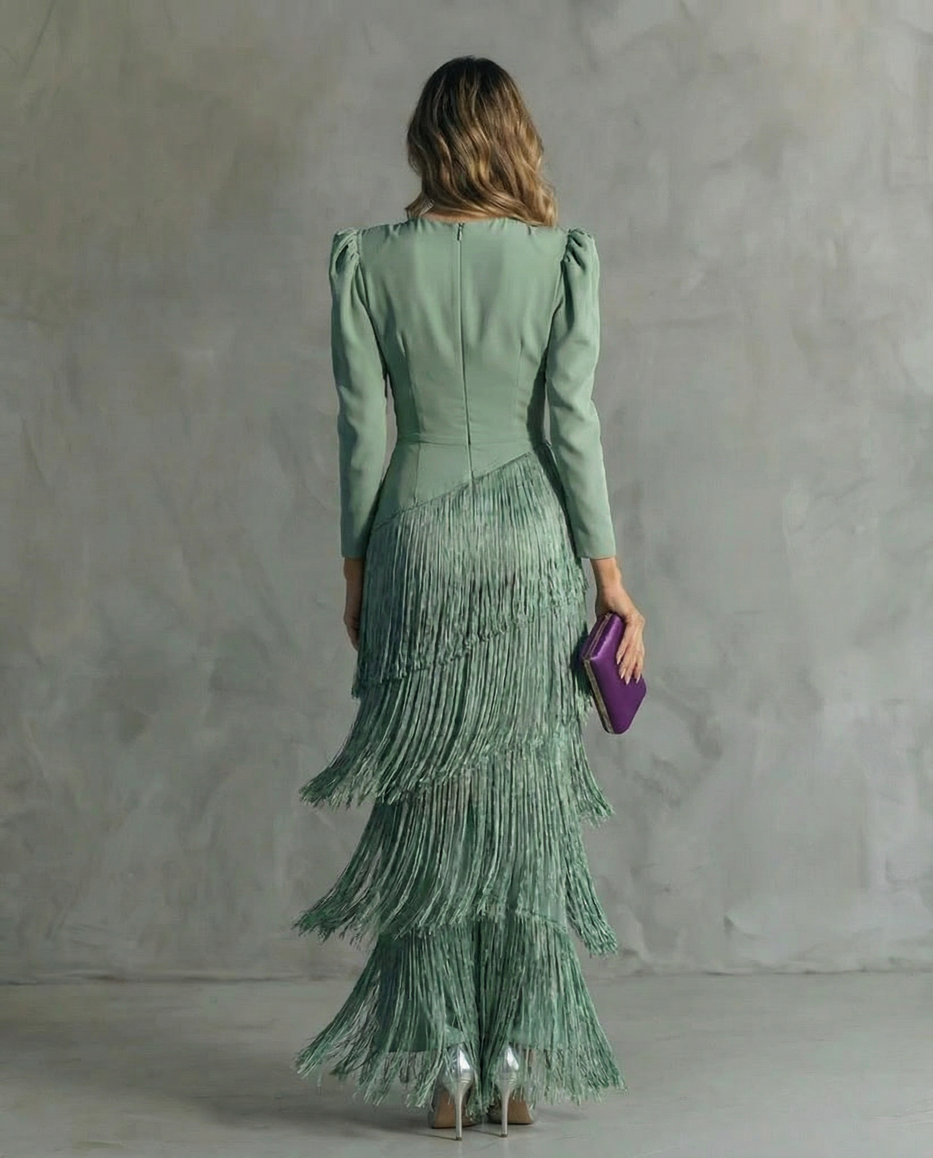 Cora™ | Elegant midi dress with fringe sleeves