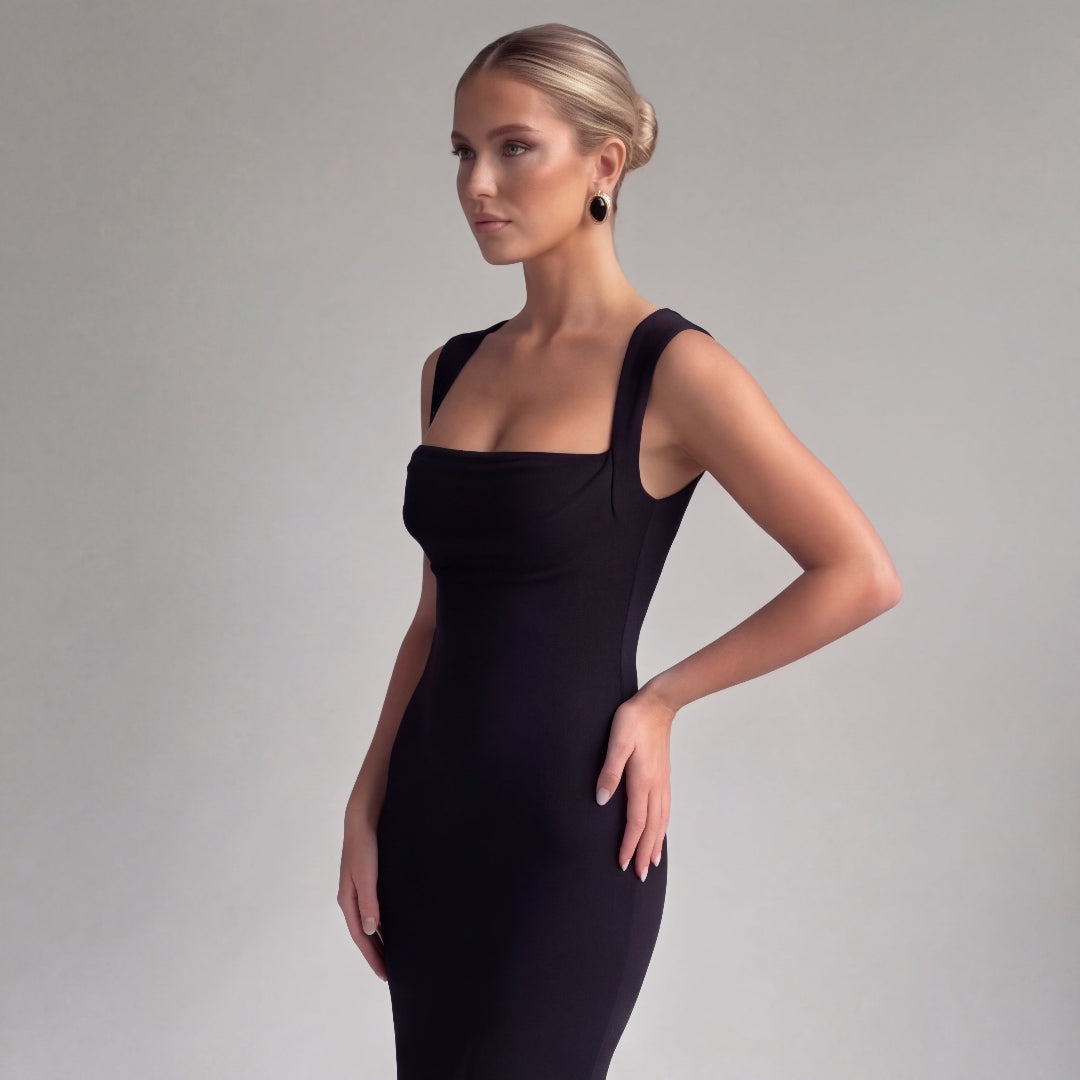 Robe Longue Satin Noire