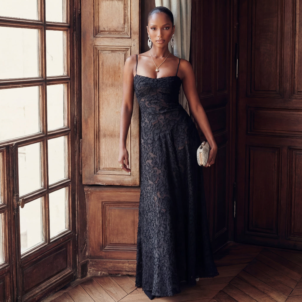 Black Lace Maxi Dress, view 3