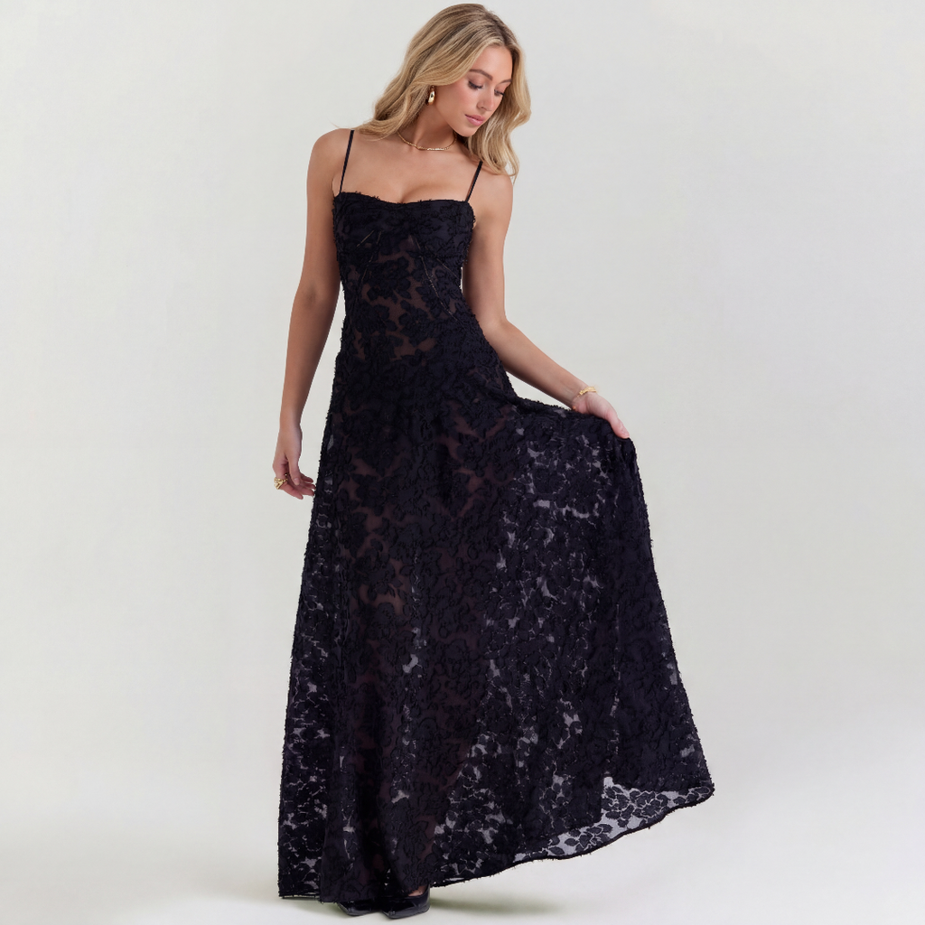 Black Lace Maxi Dress, view 2
