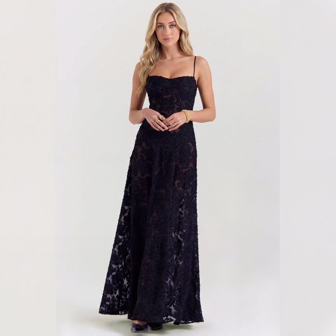 Robe Longue Dentelle Noire