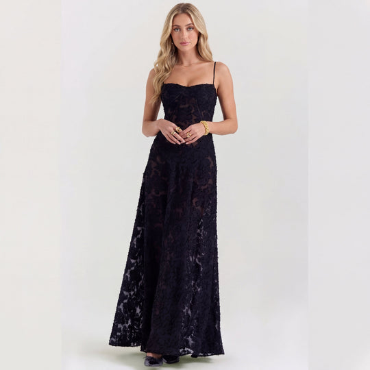 Black Lace Maxi Dress