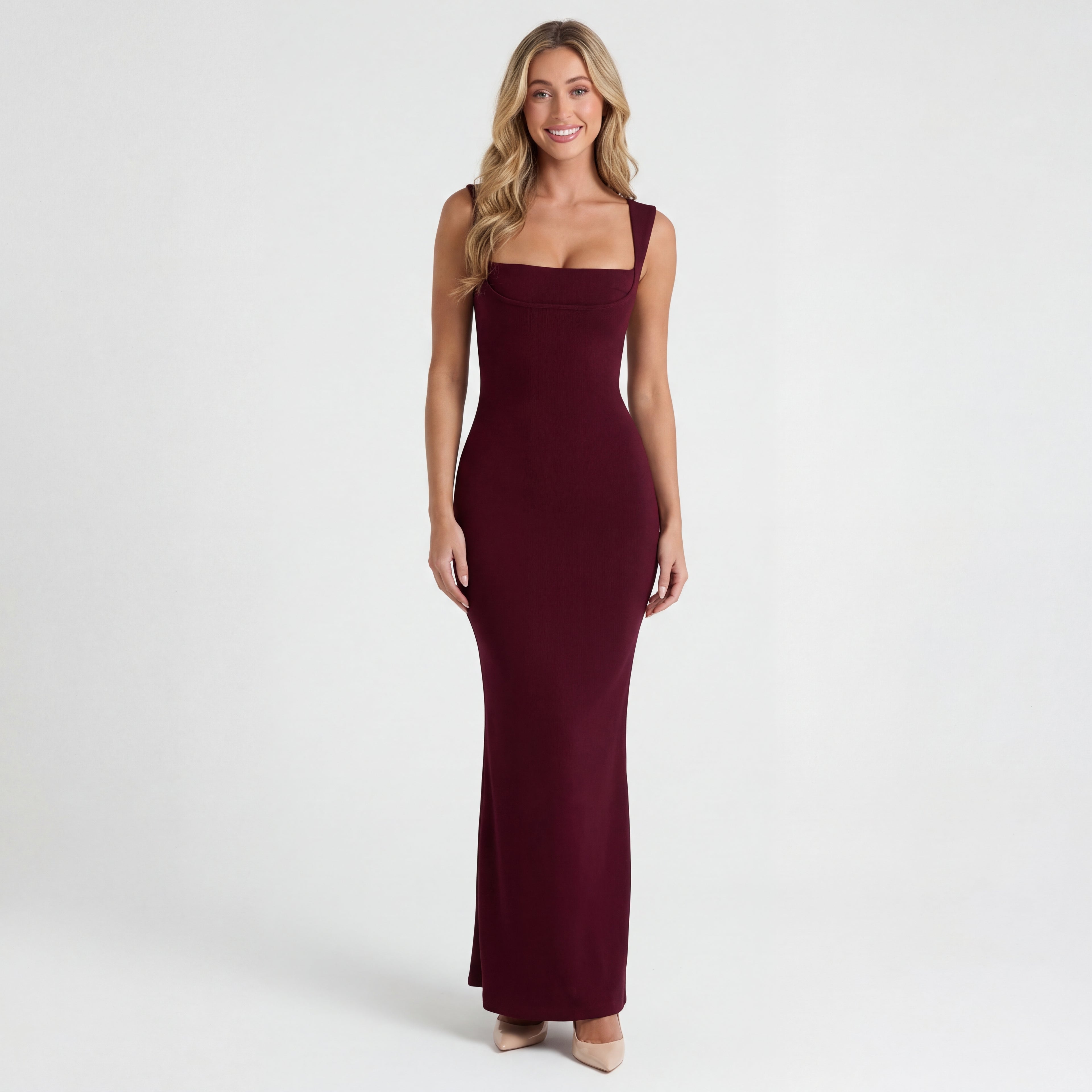 Robe Longue Satin bordeau