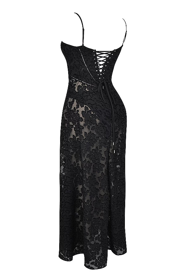 Robe Longue Dentelle Noire