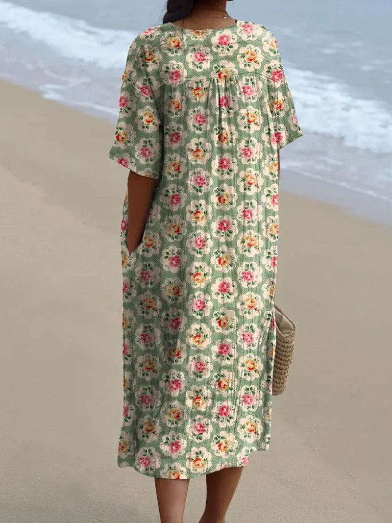 Élise™ - Vintage Floral Print Casual Flowy Dress