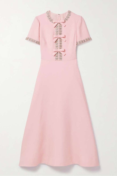 Estelle™ - Bow with Crystal Embellished Midi Dress